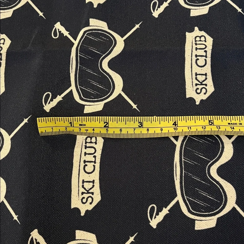 SKI CLUB Skiing Poles Goggles Upholstery Decorator Fabric Blue Gray 3 Yd x 58
